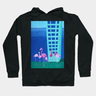 Flamingos Pop Art Gouache Painting Hoodie